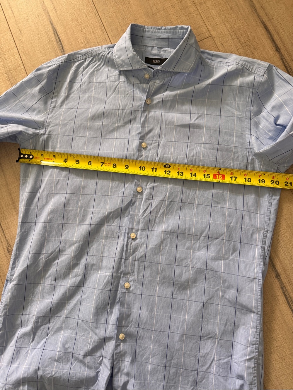 BOSS Hugo Boss Slim Fit Blue Windowpane Button Down Shirt - Picture 8 of 11